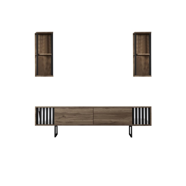 Conjunto de muebles de salón Chrome Line negro nogal