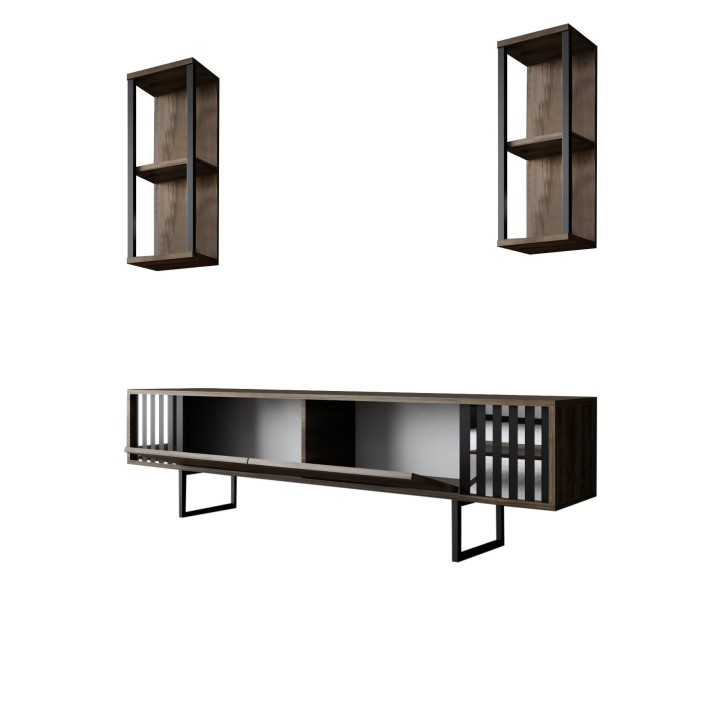 Conjunto de muebles de salón Chrome Line negro nogal