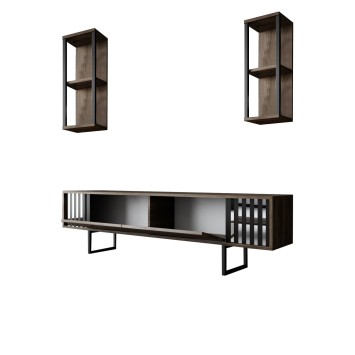 Conjunto de muebles de salón Chrome Line negro nogal - 618BLY1158