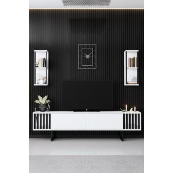 Conjunto de muebles de salón Chrome Line blanco negro - 618BLY1159