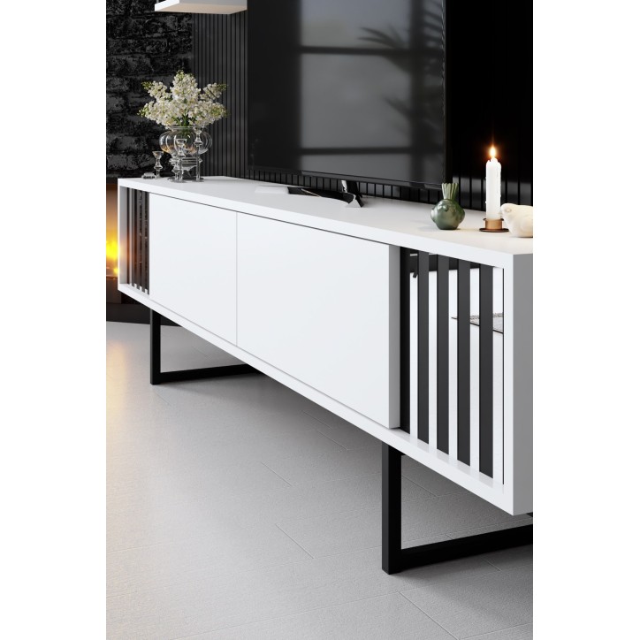 Conjunto de muebles de salón Chrome Line blanco negro