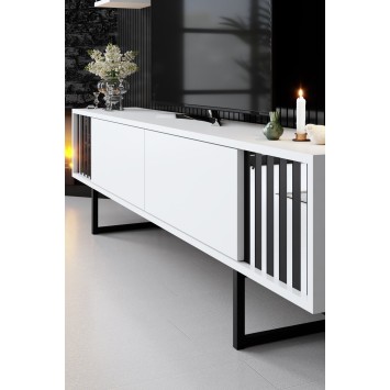 Conjunto de muebles de salón Chrome Line blanco negro - 618BLY1159