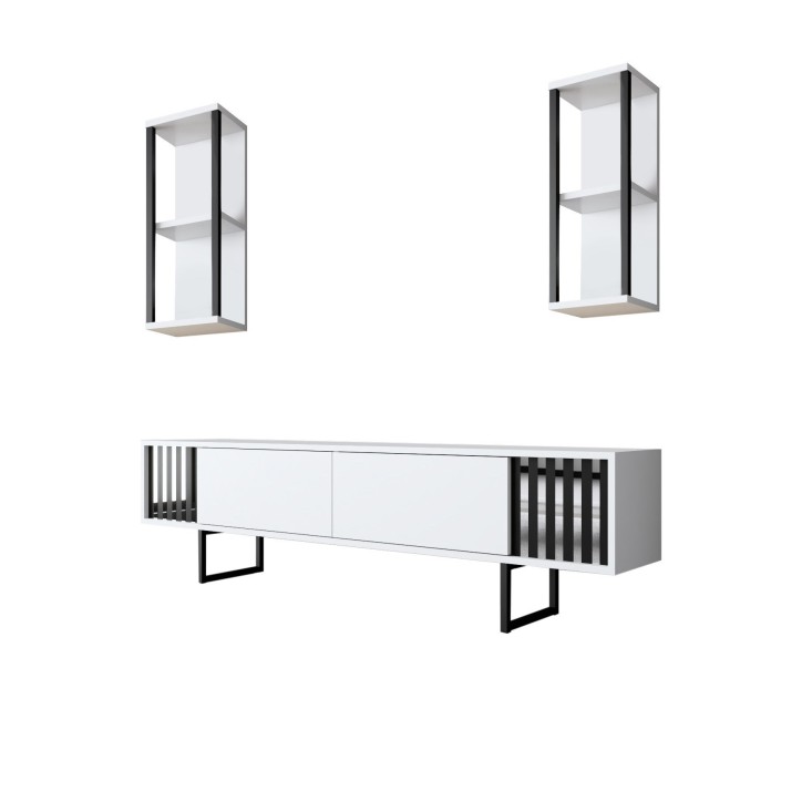 Conjunto de muebles de salón Chrome Line blanco negro