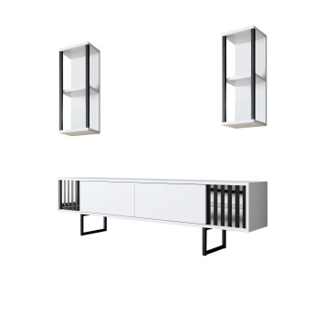 Conjunto de muebles de salón Chrome Line blanco negro - 618BLY1159