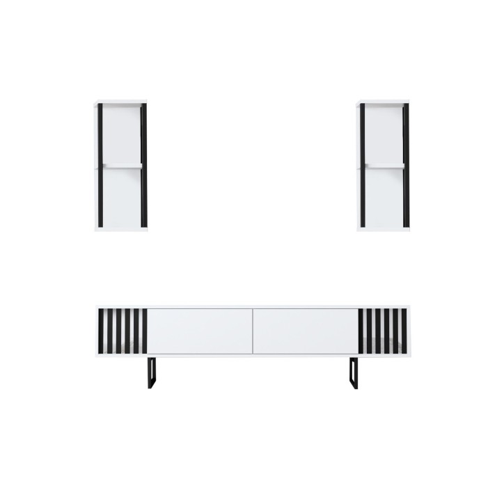 Conjunto de muebles de salón Chrome Line blanco negro