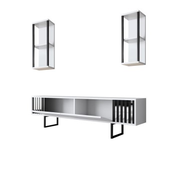 Conjunto de muebles de salón Chrome Line blanco negro - 618BLY1159