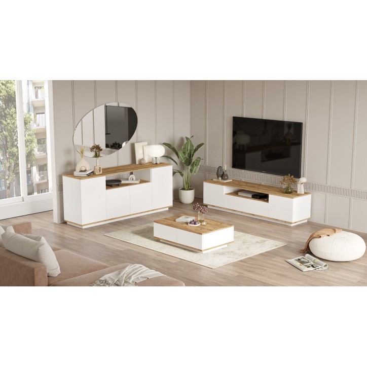 Conjunto de muebles de salón FR18-AW pino atlántico blanco