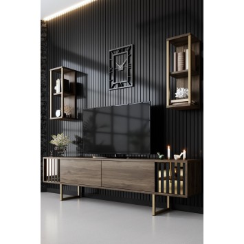 Conjunto de muebles de salón Line negro nogal - 618BLY1164