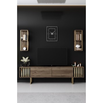 Conjunto de muebles de salón Line negro nogal - 618BLY1164