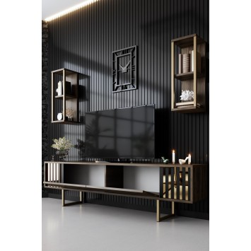 Conjunto de muebles de salón Line negro nogal - 618BLY1164