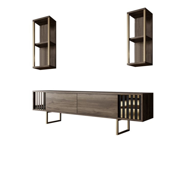 Conjunto de muebles de salón Line negro nogal