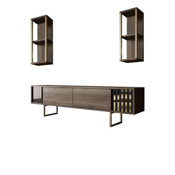 Conjunto de muebles de salón Line negro nogal - 618BLY1164