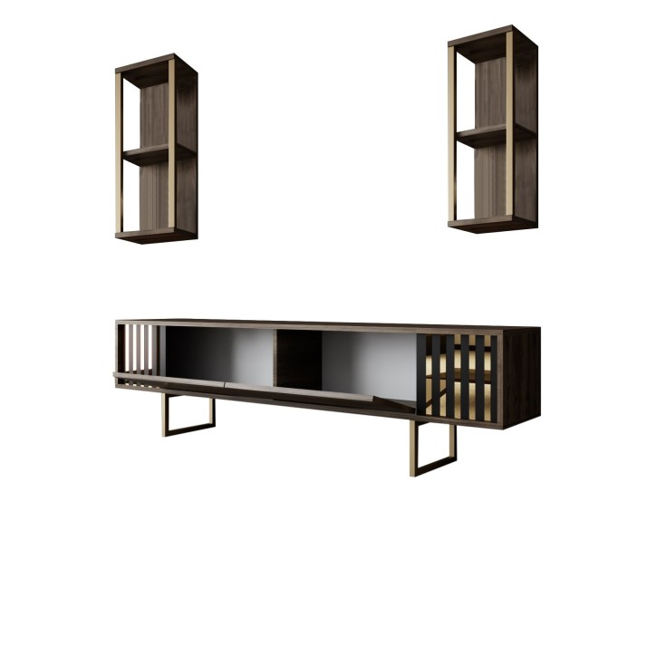 Conjunto de muebles de salón Line negro nogal