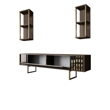 Conjunto de muebles de salón Line negro nogal - 618BLY1164