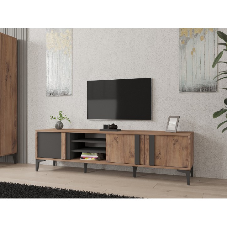 Conjunto de muebles de salón Laçin antracita atlántico