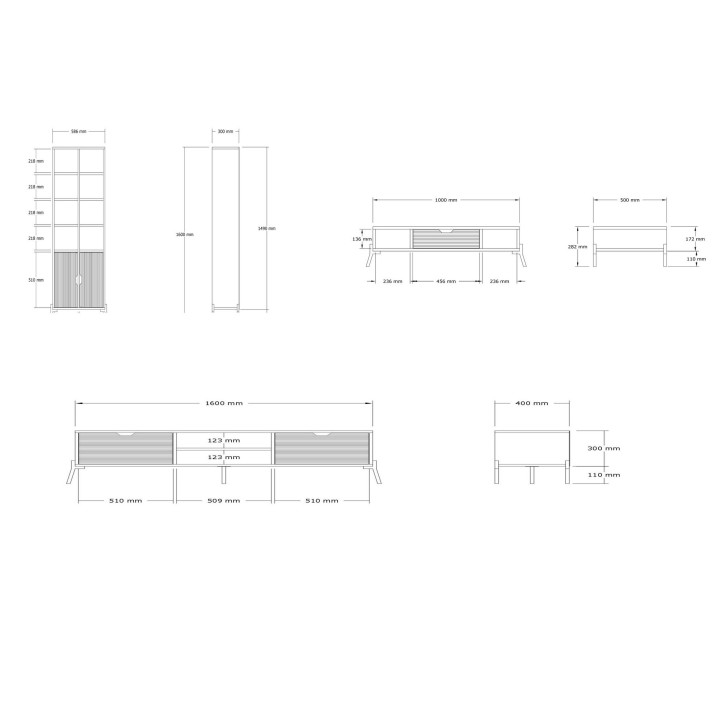 Conjunto de muebles de salón Lifano zafiro roble blanco