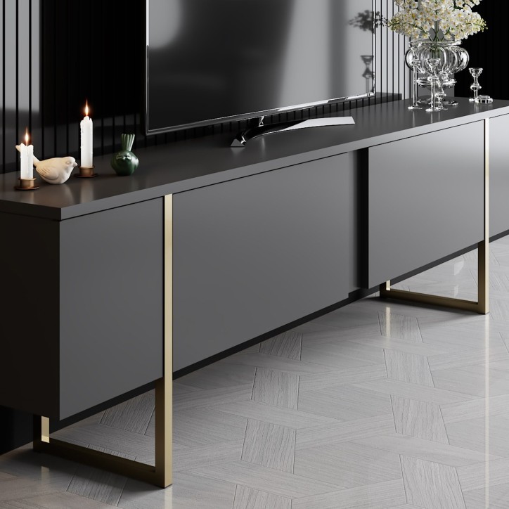 Conjunto de muebles de salón Luxe Set dorado antracita