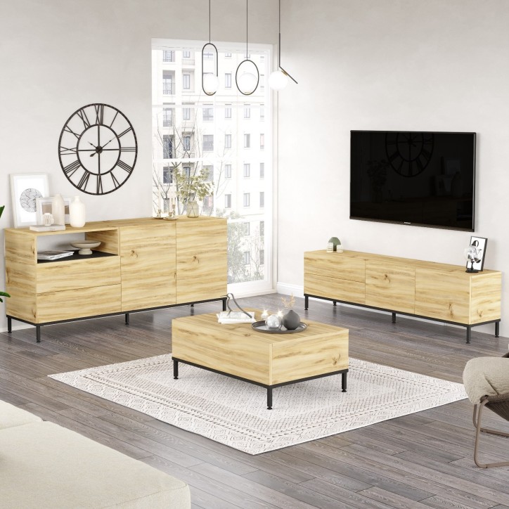 Conjunto de muebles de salón LV36-KL roble negro