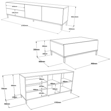 Conjunto de muebles de salón LV36-KL roble negro - 956LCS2519