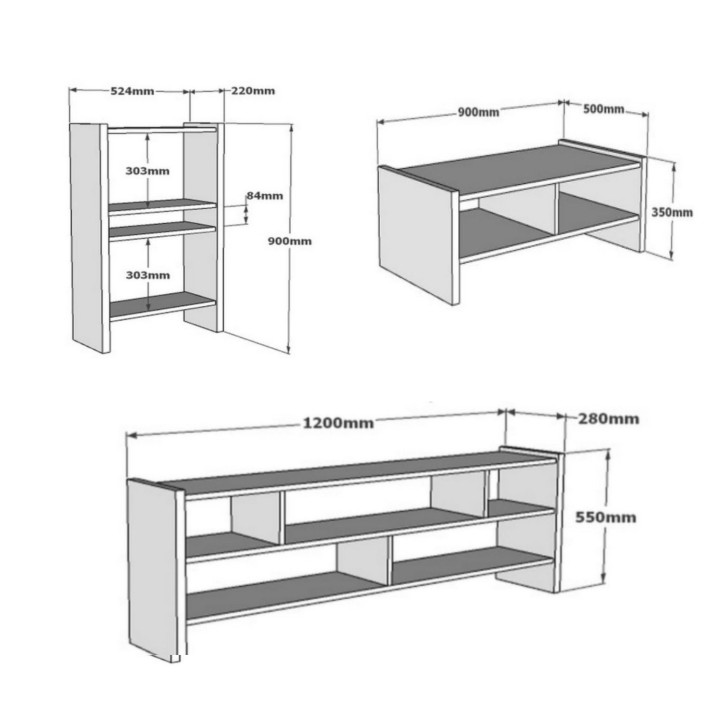 Conjunto de muebles de salón Pera roble zafiro