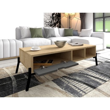 Conjunto de muebles de salón Ponuse zafiro roble antracita - 835PUQ6205