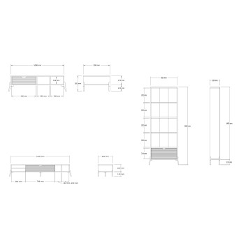 Conjunto de muebles de salón Ponuse zafiro roble antracita - 835PUQ6205