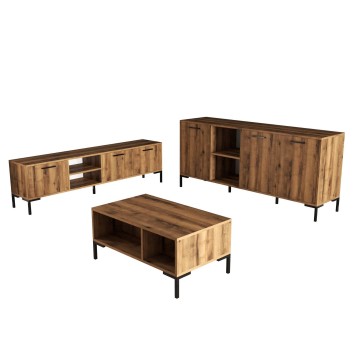 Conjunto de muebles de salón 1592-2082-1632 nogal - 389MZA2116