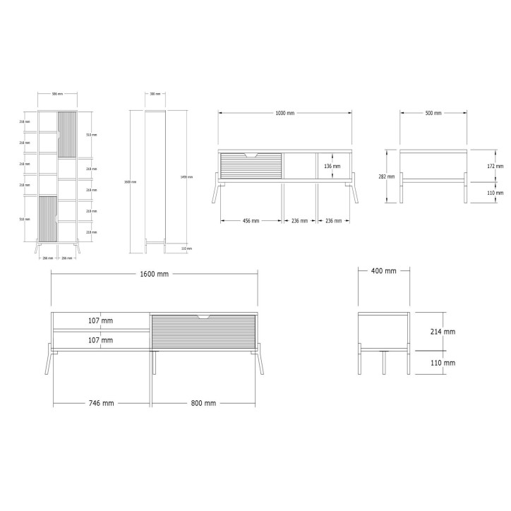 Conjunto de muebles de salón Trotse zafiro roble blanco