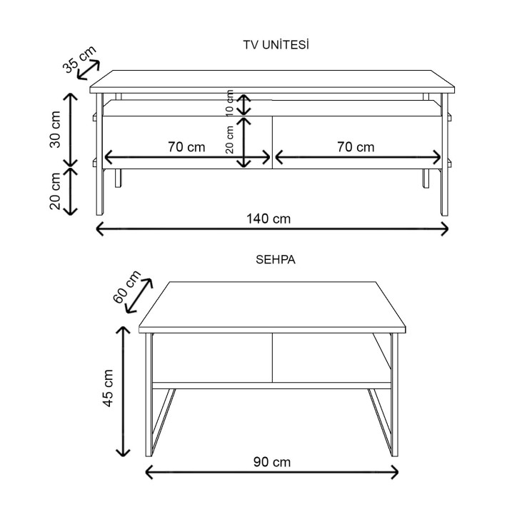 Conjunto de muebles de salón Tuana-L3020 blanco