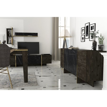 Conjunto de muebles de salón Veyron 3 dorado negro