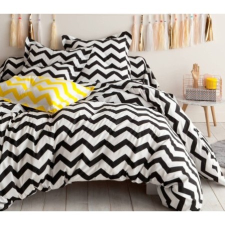 Conjunto funda de edredón doble SmallZigzag blanco negro