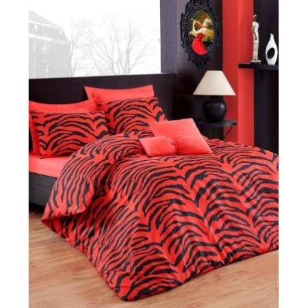 Conjunto funda de edredón doble Zebrax  negro rojo