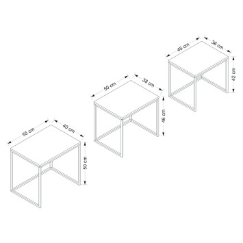 Set mesas de café (3 piezas) Evia antracita - 506MNR1208