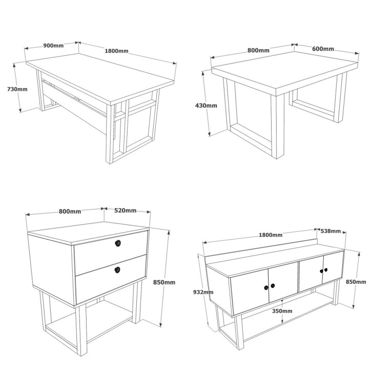 Conjunto de muebles de oficina MN10-BA antracita barroco