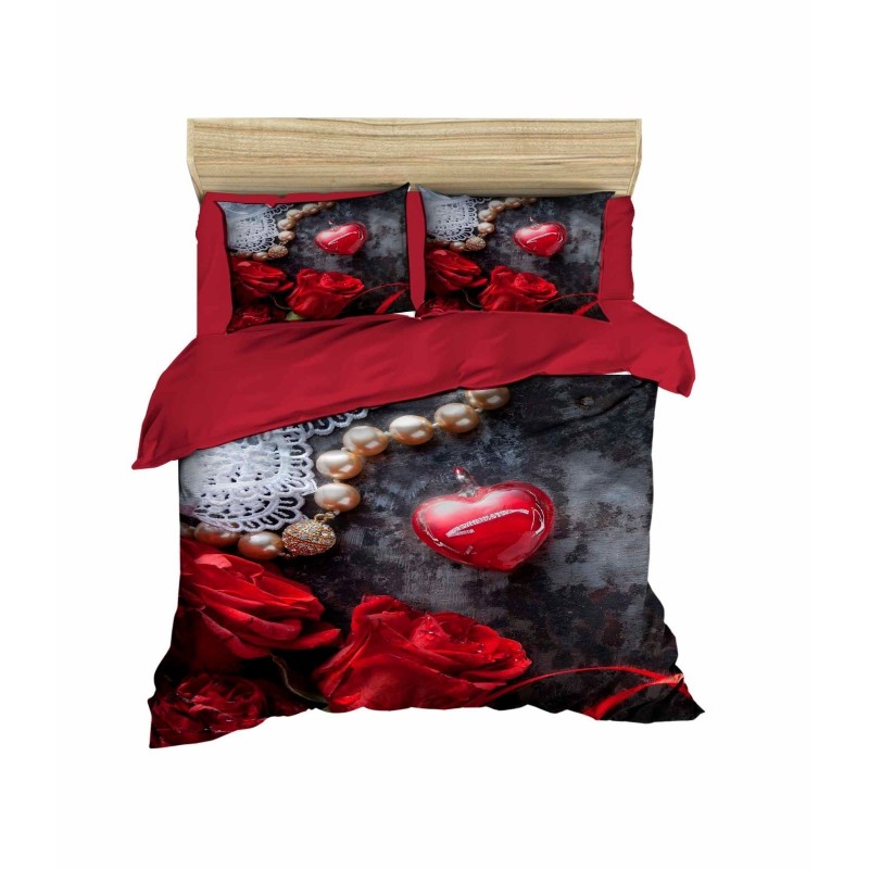 Conjunto funda de edredón King 171 negro rojo