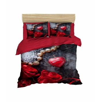 Conjunto funda de edredón King 171 negro rojo