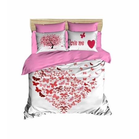 Conjunto funda de edredón King 187 rojo rosa blanco