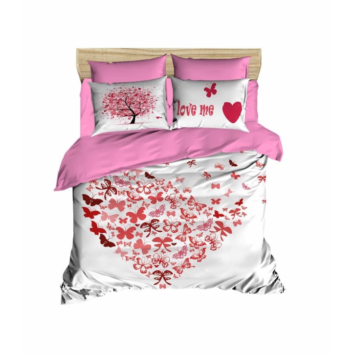 Conjunto funda de edredón King 187 rojo rosa blanco