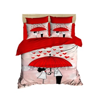 Conjunto funda de edredón King 207 rosa rojo blanco