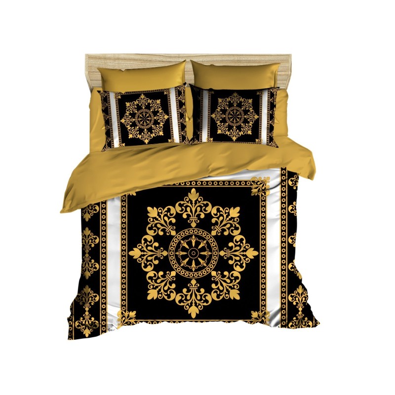 Conjunto funda de edredón King 3D7 oro negro blanco