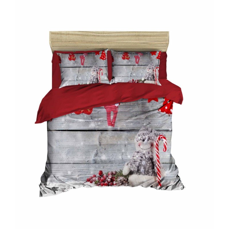 Conjunto funda de edredón King 415 gris blanco rojo