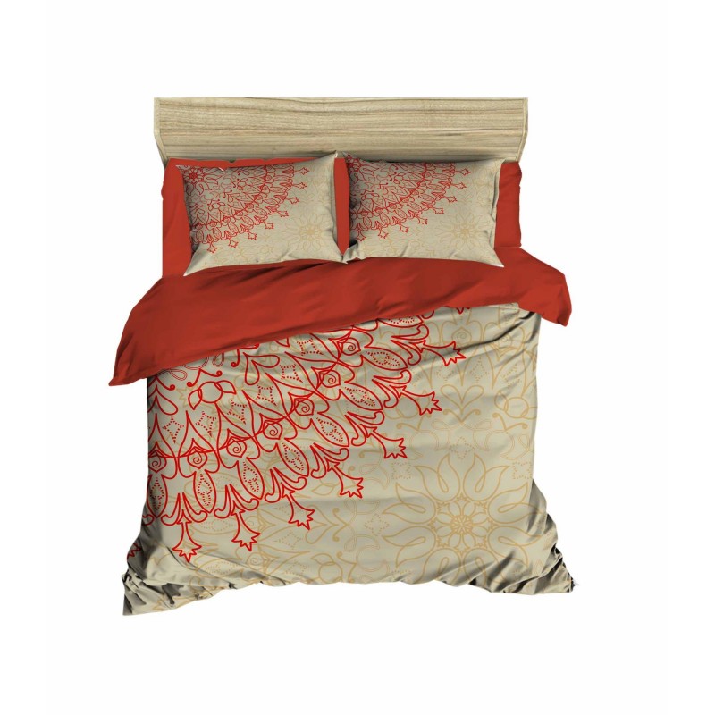 Conjunto funda de edredón King 434 beige oro rojo