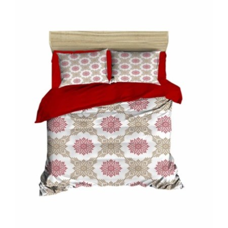 Conjunto funda de edredón King 442 beige rosa blanco rojo