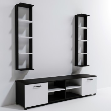 Mueble TV Çift Raflı L512 blanco negro - 285LCV1134