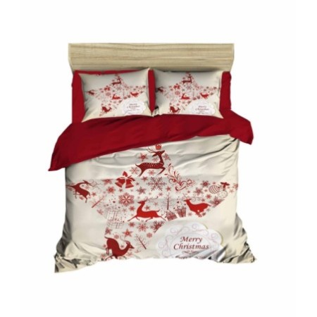 Conjunto funda de edredón King 461 beige blanco rojo