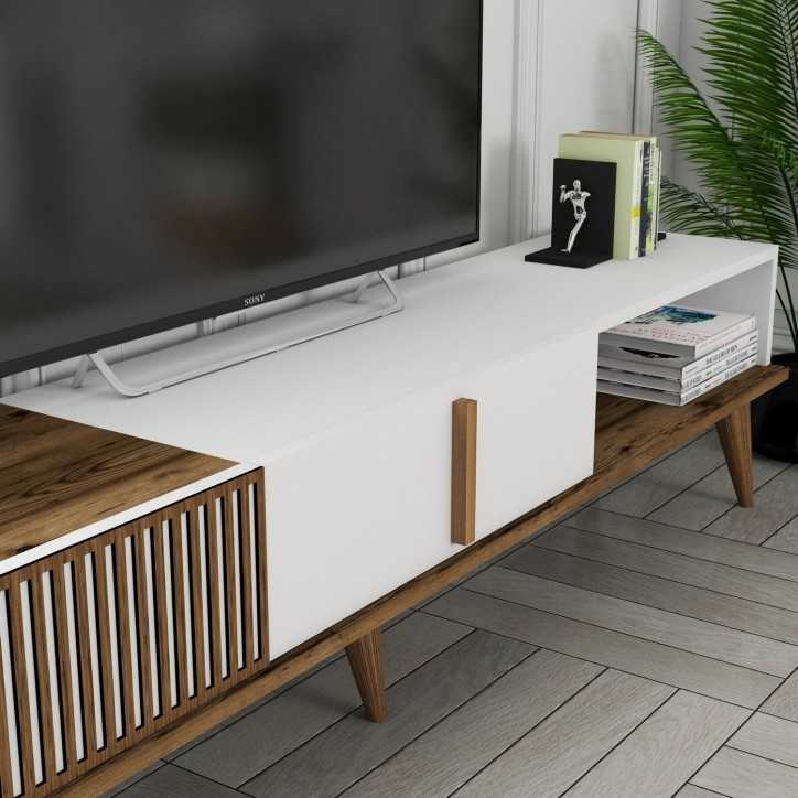 Mueble TV Milan Alt blanco nogal