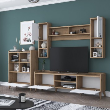 Mueble TV con estante AA101-2554 nogal blanco - 543WRN1509