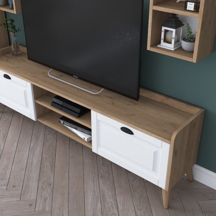 Mueble TV con estante AA101-2554 nogal blanco