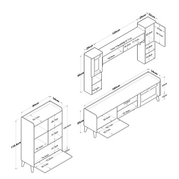 Mueble TV con estante AA101-2554 nogal blanco - 543WRN1509