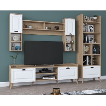 Mueble TV con estante AA101-2555 nogal blanco - 543WRN1510